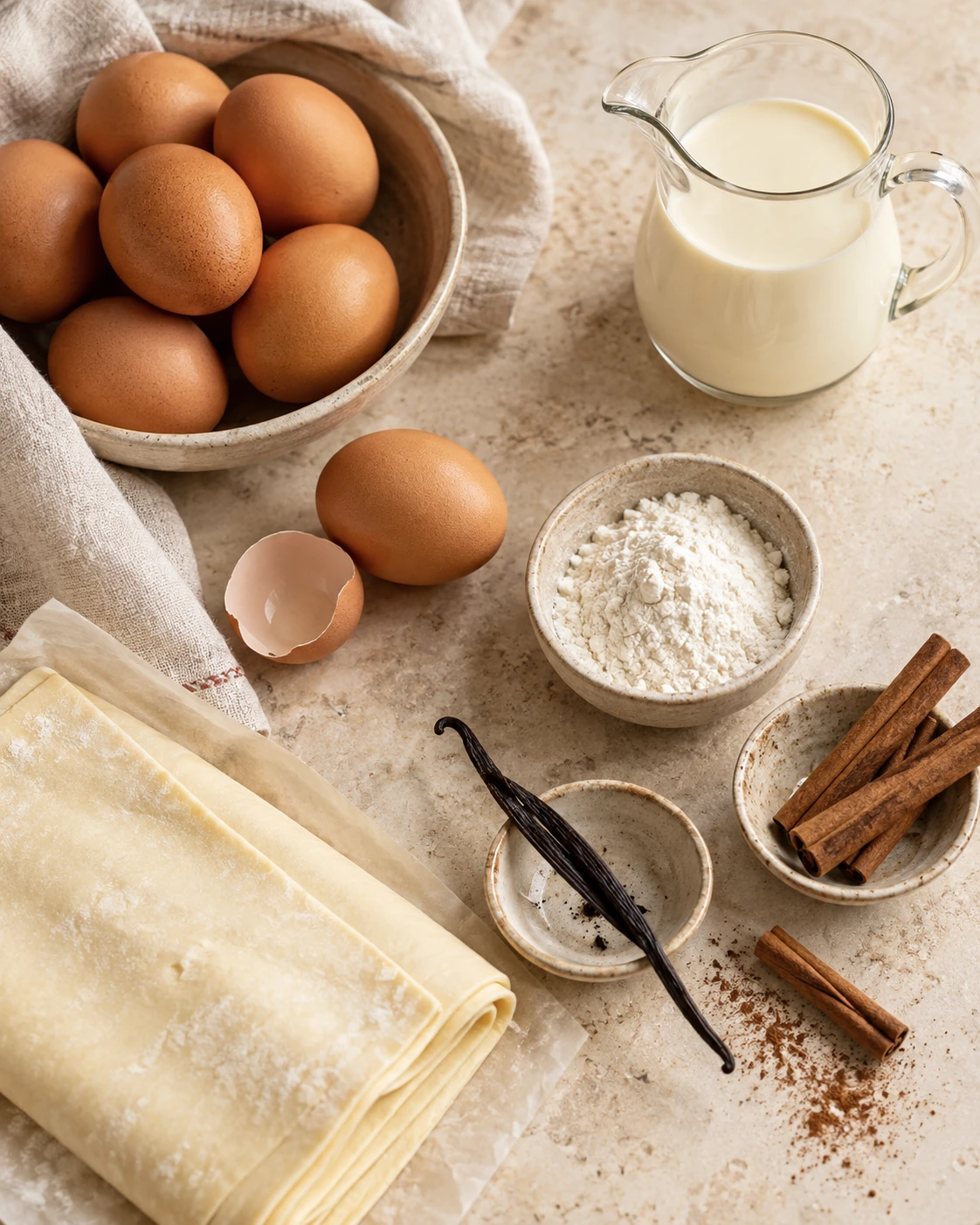 Œufs, crème, farine et vanille